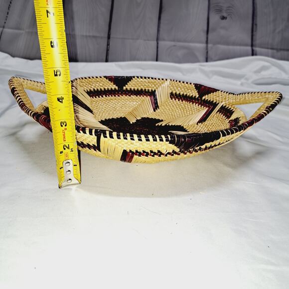 African Soe Tray Handmade Woven Sea Grass Bread Server Fruit Basket 14 x 3 - Picture 5 of 5